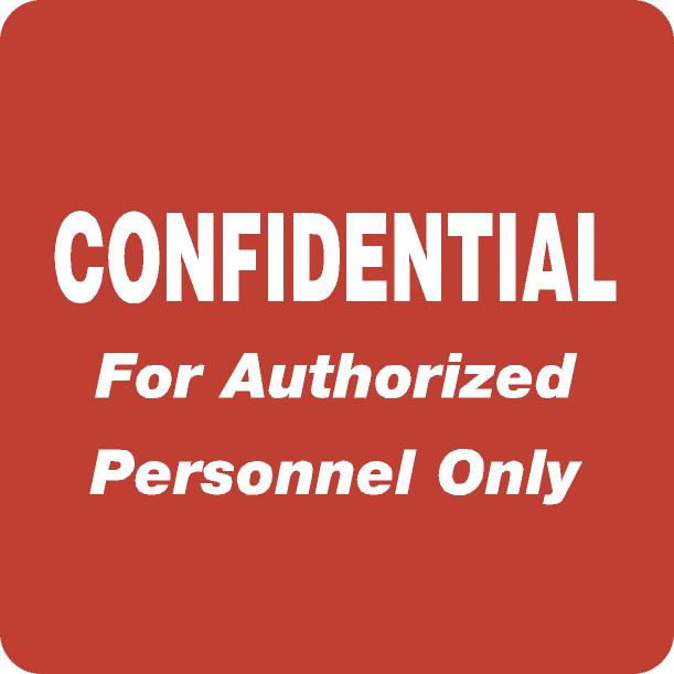 Confidential Authorized Personnel Label 2&quot;x2&quot; Red, 500/Roll