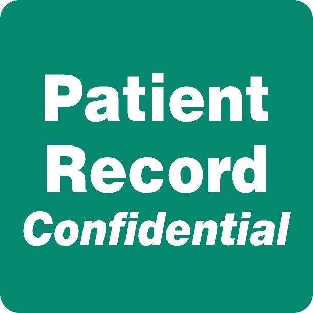 Patient Record Confidential Label 2&quot;x2&quot; Green, 500/Roll