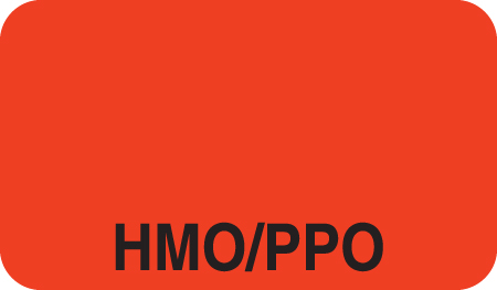 HMO/PPO 1-1/2&quot;x7/8&quot; Fl-Red, 250/Roll