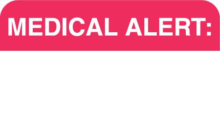 Medical Alert: 1-1/2&quot;x7/8&quot; White/Red, 250/Roll