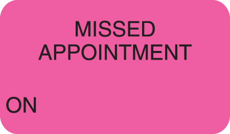 Missed Appointment 1-1/2&quot;x7/8&quot; Fl-Pink, 250/Roll