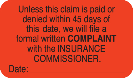 Claim Paid 45 Days 1-1/2&quot;x7/8&quot; Fl-Red, 250/Roll