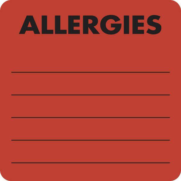 Allergies 2&quot;x2&quot; Fl-Red, 250/Roll