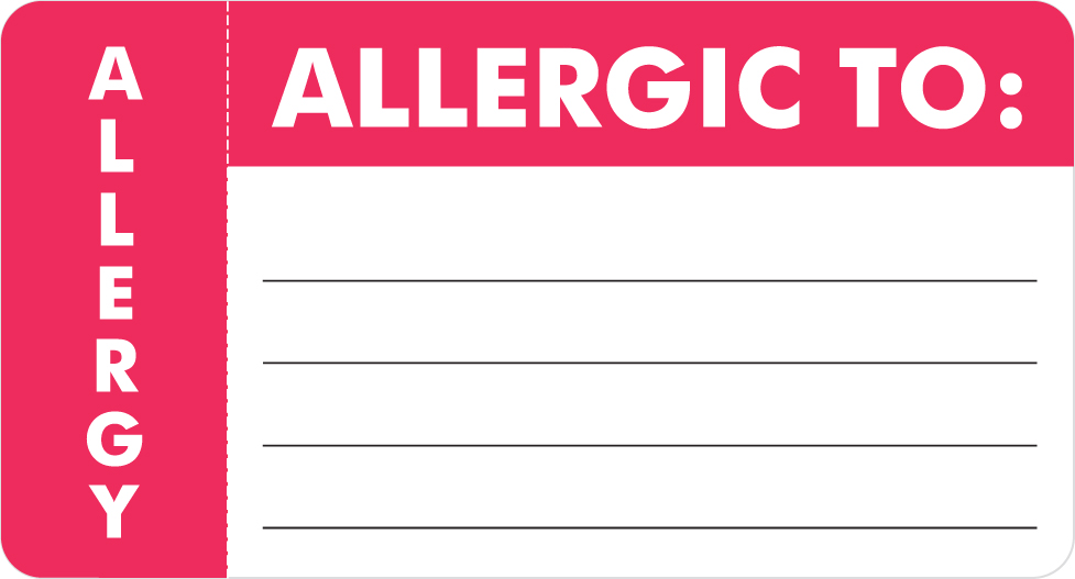 Allergy - Allergic To 3-1/4&quot;x1-3/4&quot; White/Red, 250/Roll