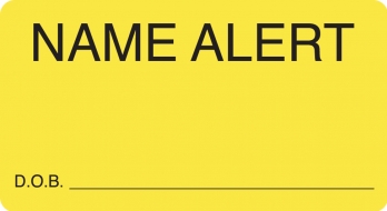 Name Alert D.O.B. 3-1/4"x1-3/4"  Fl-Chartreuse, 250/Roll<br />11-MAP3410