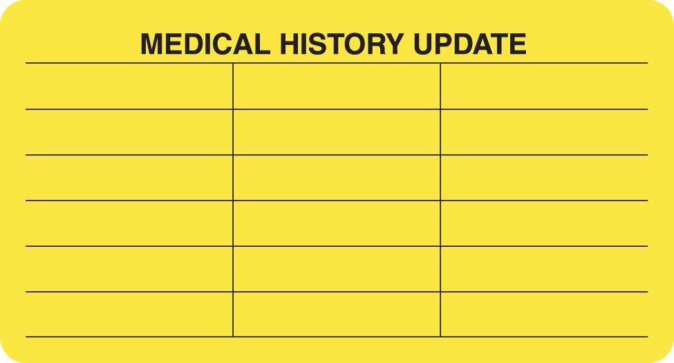 Medical History 3-1/4&quot;x1-3/4&quot; Fl-Chartreuse, 250/Roll