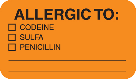 Allergy Options 1-1/2&quot;x7/8&quot; Fl-Orange, 250/Roll