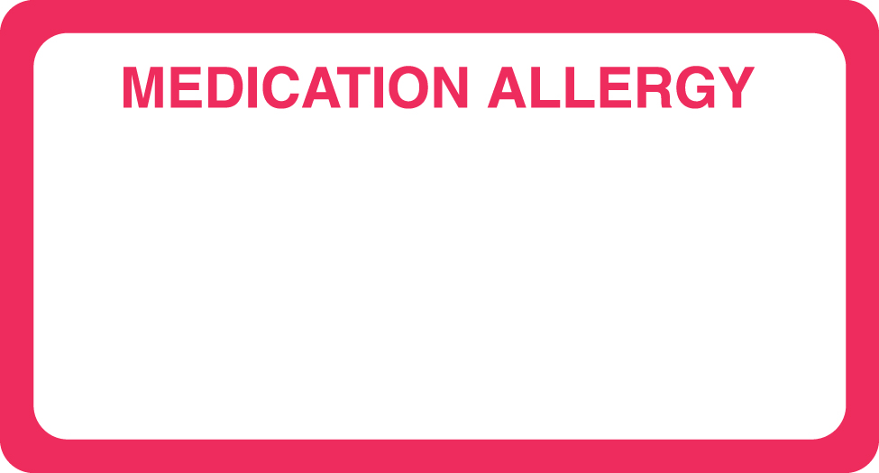 Medication Allergy 3-1/4&quot;x1-3/4&quot; White/Red, 250/Roll