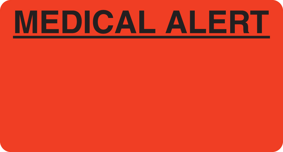 Medical Alert 3-1/4&quot;x1-3/4&quot; Fl-Red, 250/Roll