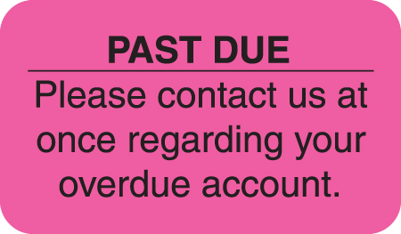 Past Due Contact 1-1/2&quot;x7/8&quot; Fl-Pink, 250/Roll