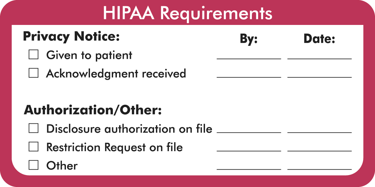 HIPAA Requirements Privacy 4&quot;x2&quot; Red, 250/Roll