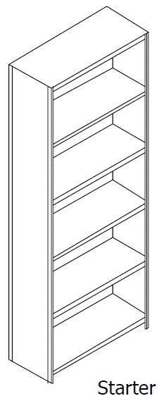 Unslotted, Open Shelving, Starter Unit, 5 Openings, 6 Shelves, 42&quot;w x 15&quot;d x 88-1/4&quot;h