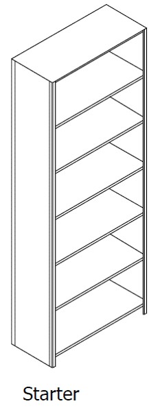 Unslotted, Open Shelving, Starter Unit, 6 Openings, 7 Shelves, 36&quot;w x 15&quot;d x 88-1/4&quot;h