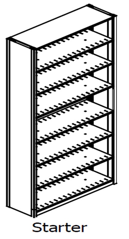 Double Entry, Open Shelving, Slotted, Starter Unit, 7 Openings, 8 Shelves, 42&quot;w x 18&quot;d x 88&quot;h