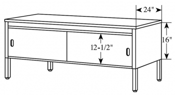 24" Deep Machine Table, With bottom shelf, 37-3/4" W, Adjustable 28" to 36" H<br />DA-MTA38S