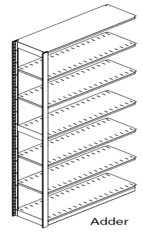 Preconfigured, Letter Size, Open Shelving, Adder Unit, 6 openings, 7 shelves, 48&quot;w x 24&quot;d x 85-1/4&quot;h