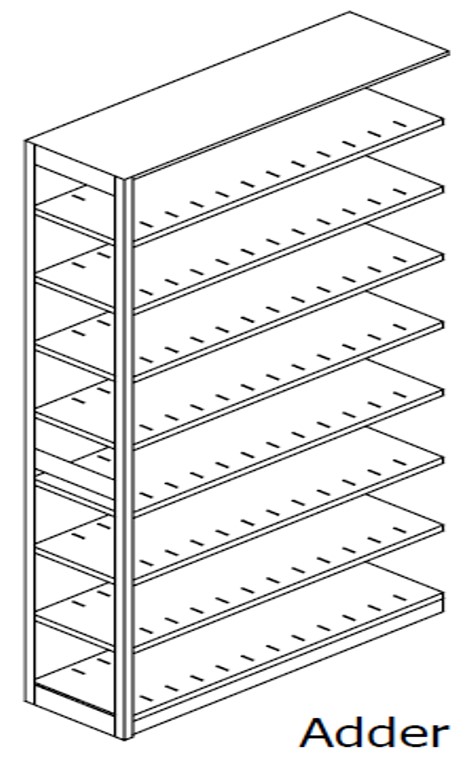 Preconfigured, Letter Size, Open Shelving, Adder Unit, 8 openings, 9 shelves, 24&quot;w x 24&quot;d x 88-1/4&quot;h