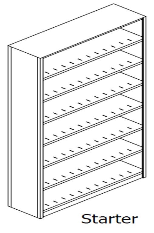 Preconfigured, Legal Size, Open Shelving, Starter Unit, 7 openings, 8 shelves, 24&quot;w x 30&quot;d x 88-1/4&quot;h