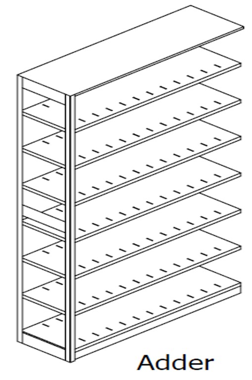 Preconfigured, Letter Size, Open Shelving, Adder Unit, 7 openings, 8 shelves, 48&quot;w x 24&quot;d x 88-1/4&quot;h