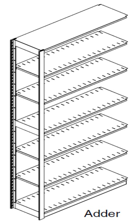 Preconfigured, Legal Size, Open Shelving, Adder Unit, 6 openings, 7 shelves, 30&quot;w x 15&quot;d x 88-1/4&quot;h