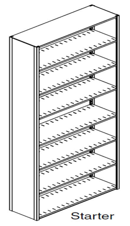 Preconfigured, Letter Size, Open Shelving, Starter Unit, 7 openings, 8 shelves, 24&quot;w x 24&quot;d x 97-1/4&quot;h