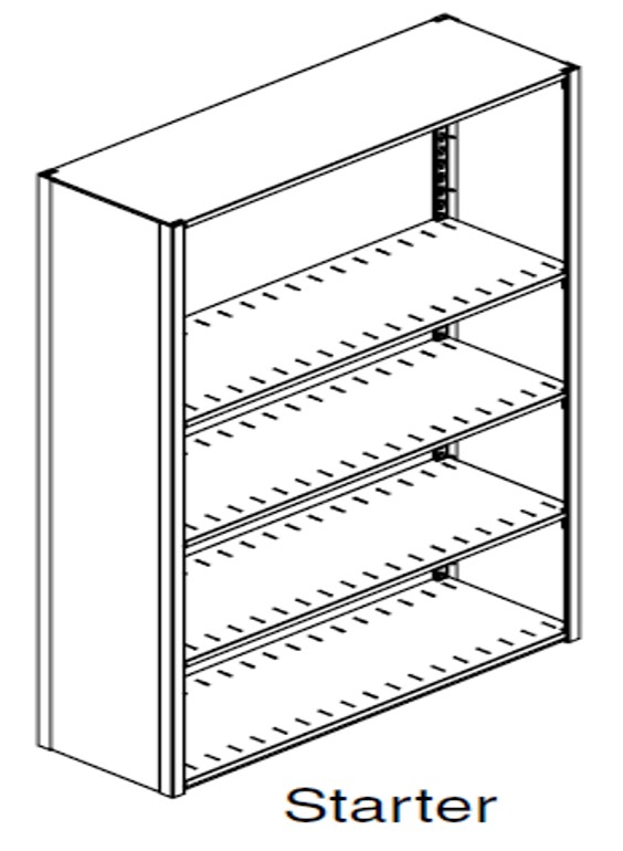 Preconfigured, Letter Size, Open Shelving, Starter Unit, 4 openings, 5 shelves, 36&quot;w x 24&quot;d x 64-1/4&quot;h