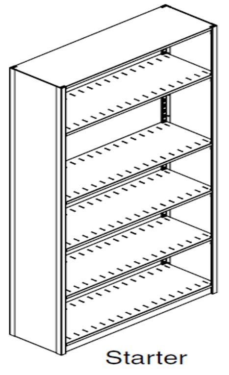 Preconfigured, Letter Size, Open Shelving, Starter Unit, 5 openings, 6 shelves, 42&quot;w x 24&quot;d x 76-1/4&quot;h